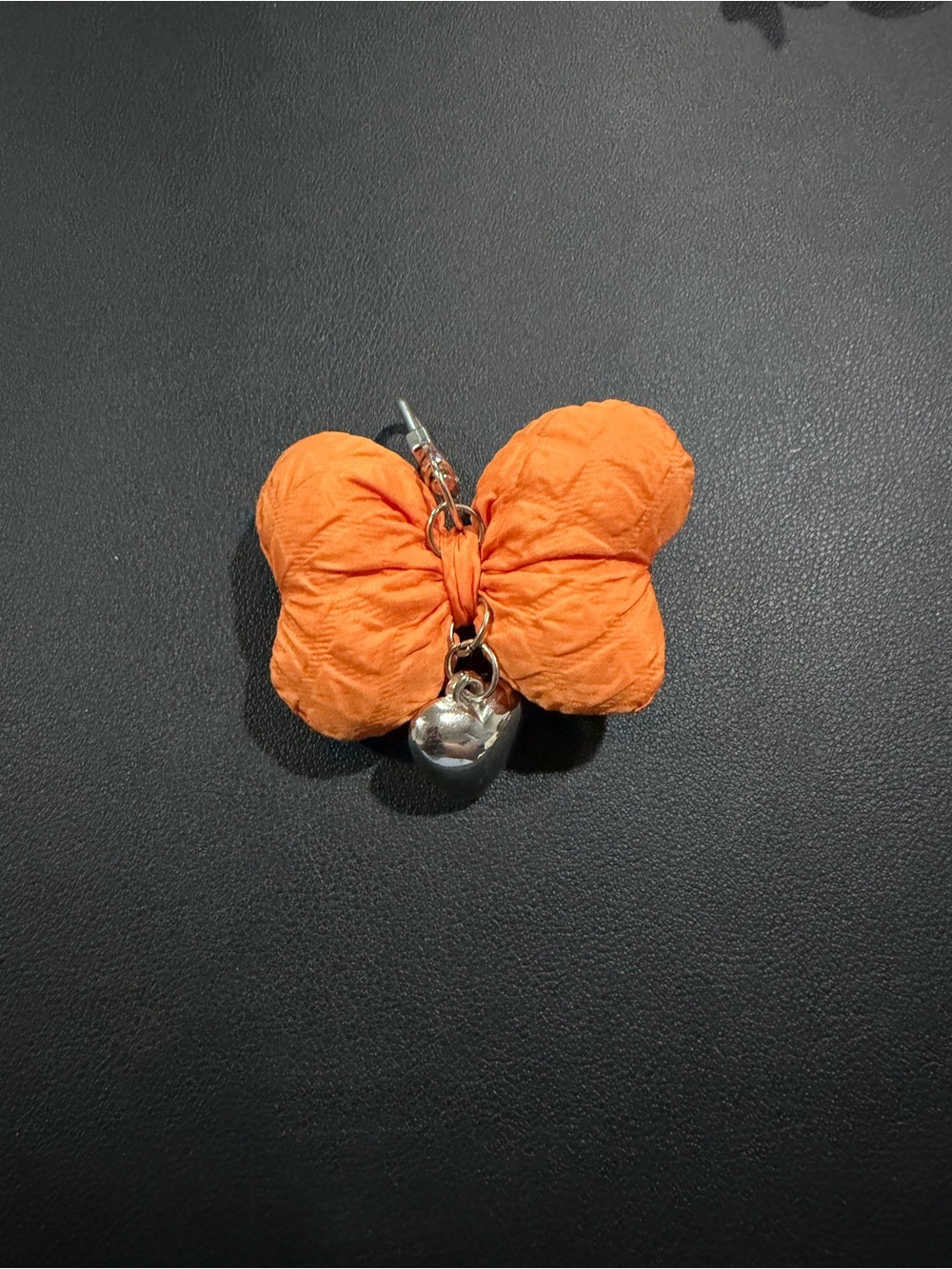 Orange Fabric Butterfly Charm Keychain